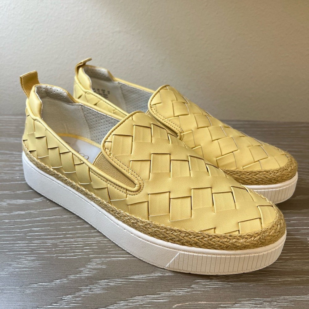 NWOT, Franco Sarto Homer3 Platform Sneakers with Woven Leather Upper.